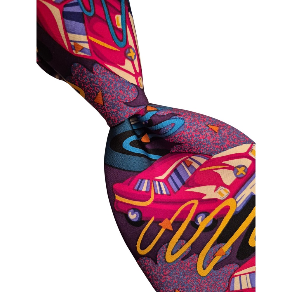 The Beatles Band Drive My Car Vintage 1991 Purple Psychedelic Silk Necktie Tie
